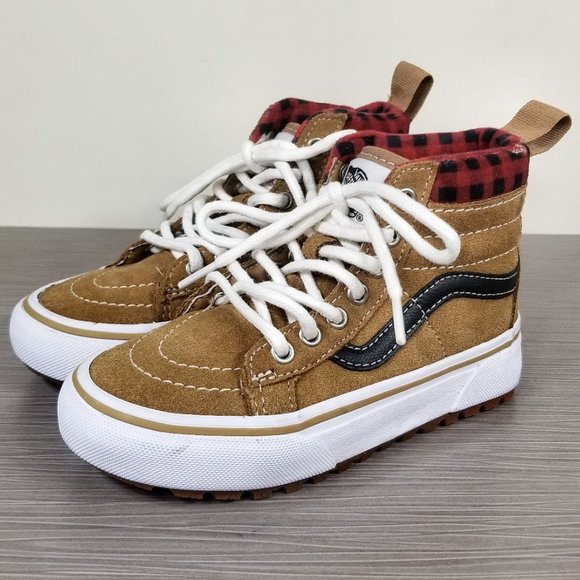 Vans Kids Sk8 Hi MTE 1 Skate Shoe  Brown / Plaid Suede, Little Kid Size 11 - Picture 3 of 13